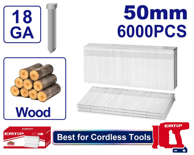 EMTOP 18GA 50mm Brad Nails 6000pc