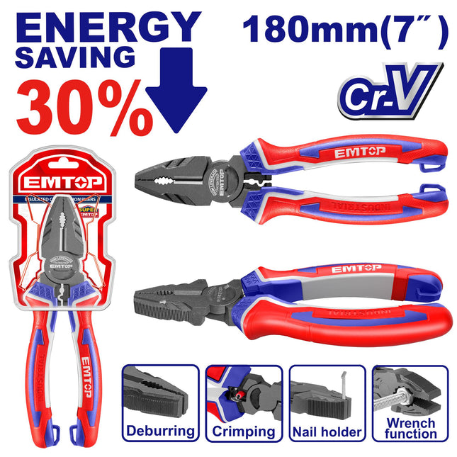 EMTOP 180mm High Leverage Combination Plier