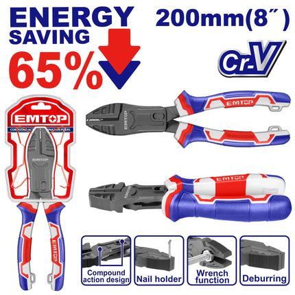 EMTOP 200mm Compound Action Combination Plier