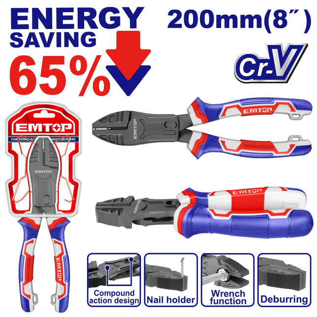EMTOP 200mm Compound Action Combination Plier