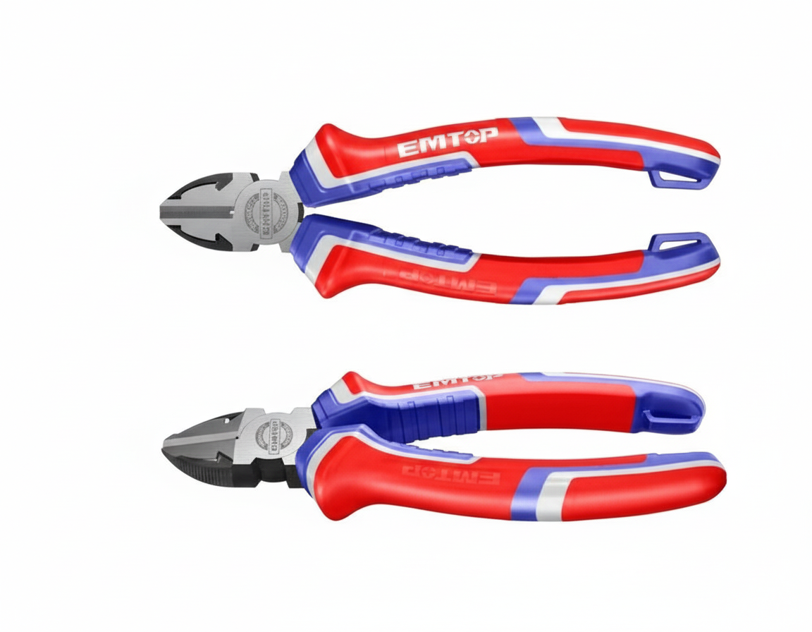 EMTOP Plier Polish and anti-rust oil Two color handle (7" Diagonal cutting pliers)
