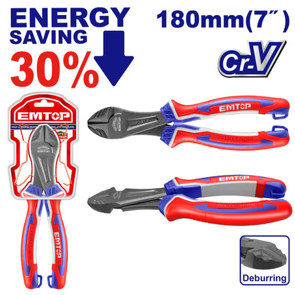 EMTOP 180mm High Leverage Heavy-Duty Diagonal Cutting Plier