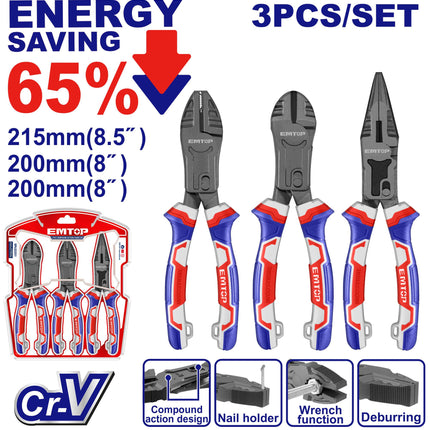 3 Pcs compound action pliers set