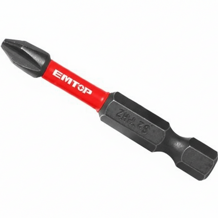 EMTOP PH2 x 50mm Impact Screwdriver Bit - 10 pc