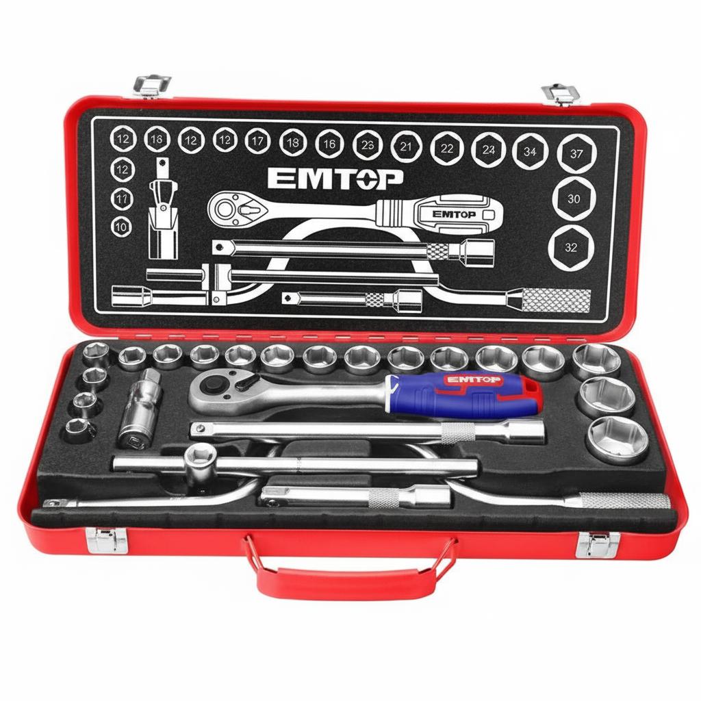 EMTOP 51 Pcs 1/4" & 1/2" Socket Set ESKT42511