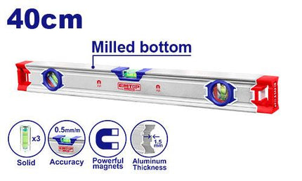 Spirit level with powerful magnets