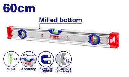 Spirit level with powerful magnets