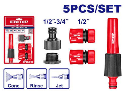 5 Piece twist nozzle set