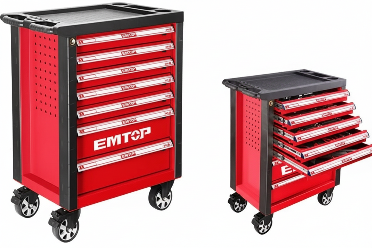 EMTOP 7 Drawer Tool Trolley Roller Cabinet Tool Box ETCS0702