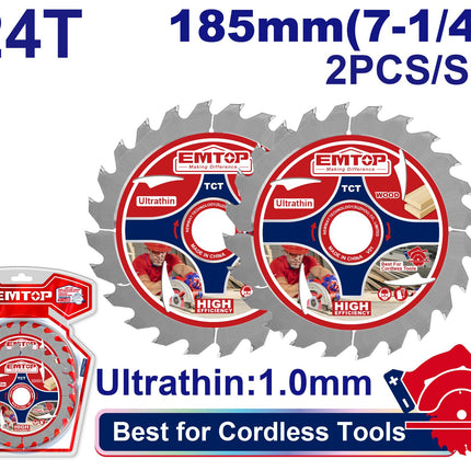EMTOP 185mm 24T Ultra-thin TCT Saw Blade Set