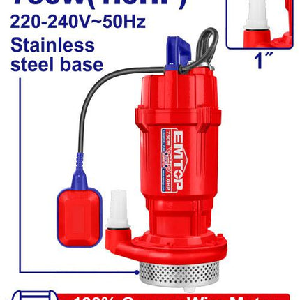 EMTOP 750W Clean Water Submersible Pump
