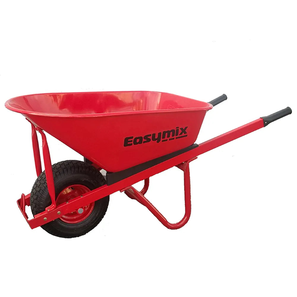 EasyMix Red Steel Tray Barrow Wide Wheel Steel Handles