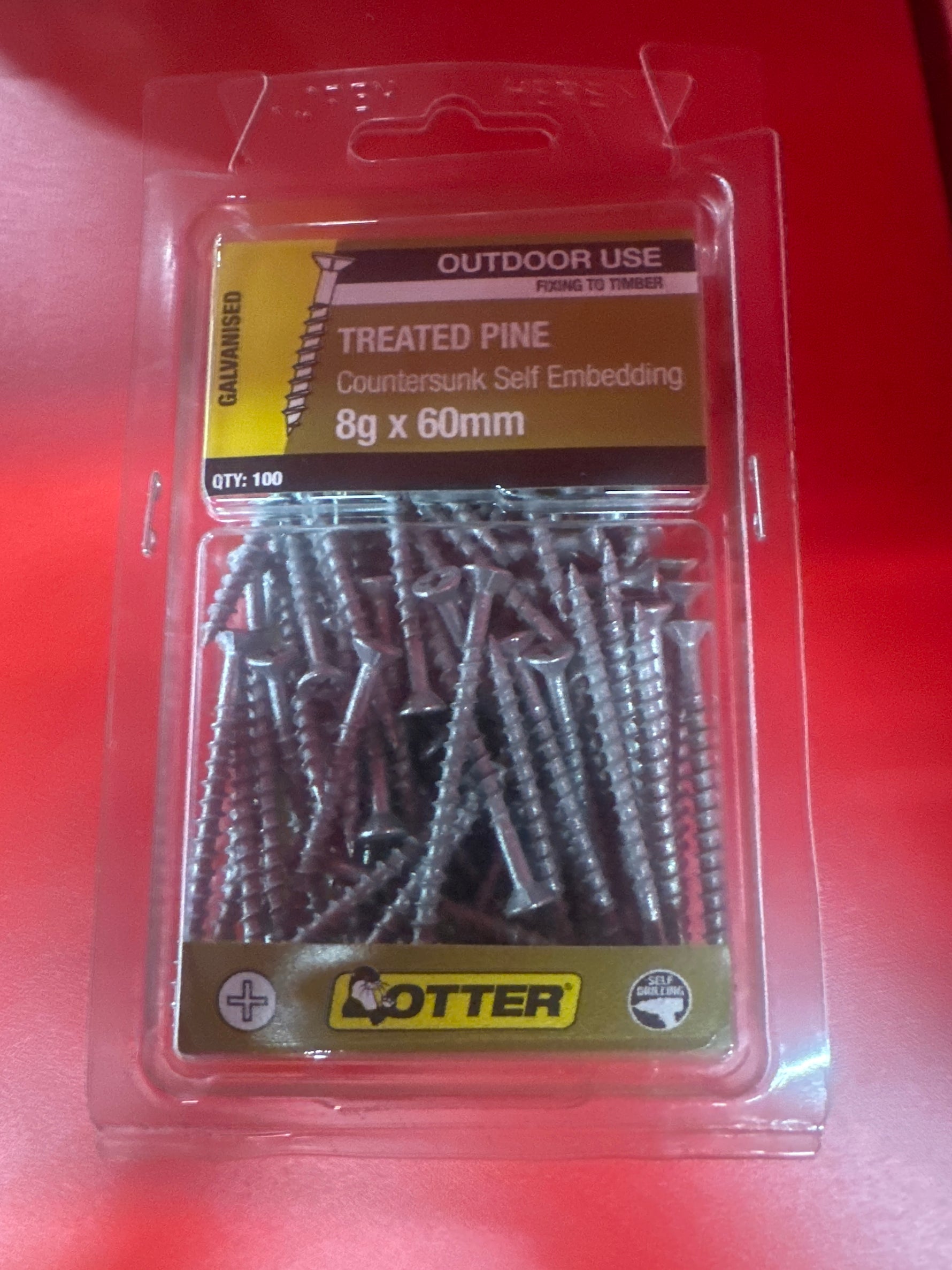 Otter 100 Pack 8G X 60mm Treated Pine Screw Galv CHEG08603