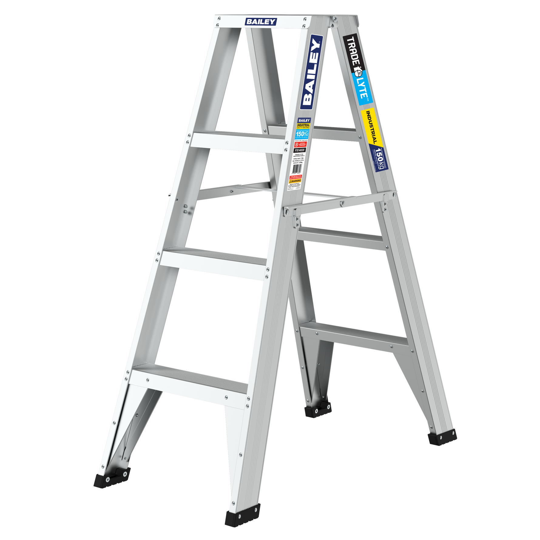 Bailey 1.2m Trade Lyte Double Sided 4 Step Stepladder 1.2M 150Kg FS14020
