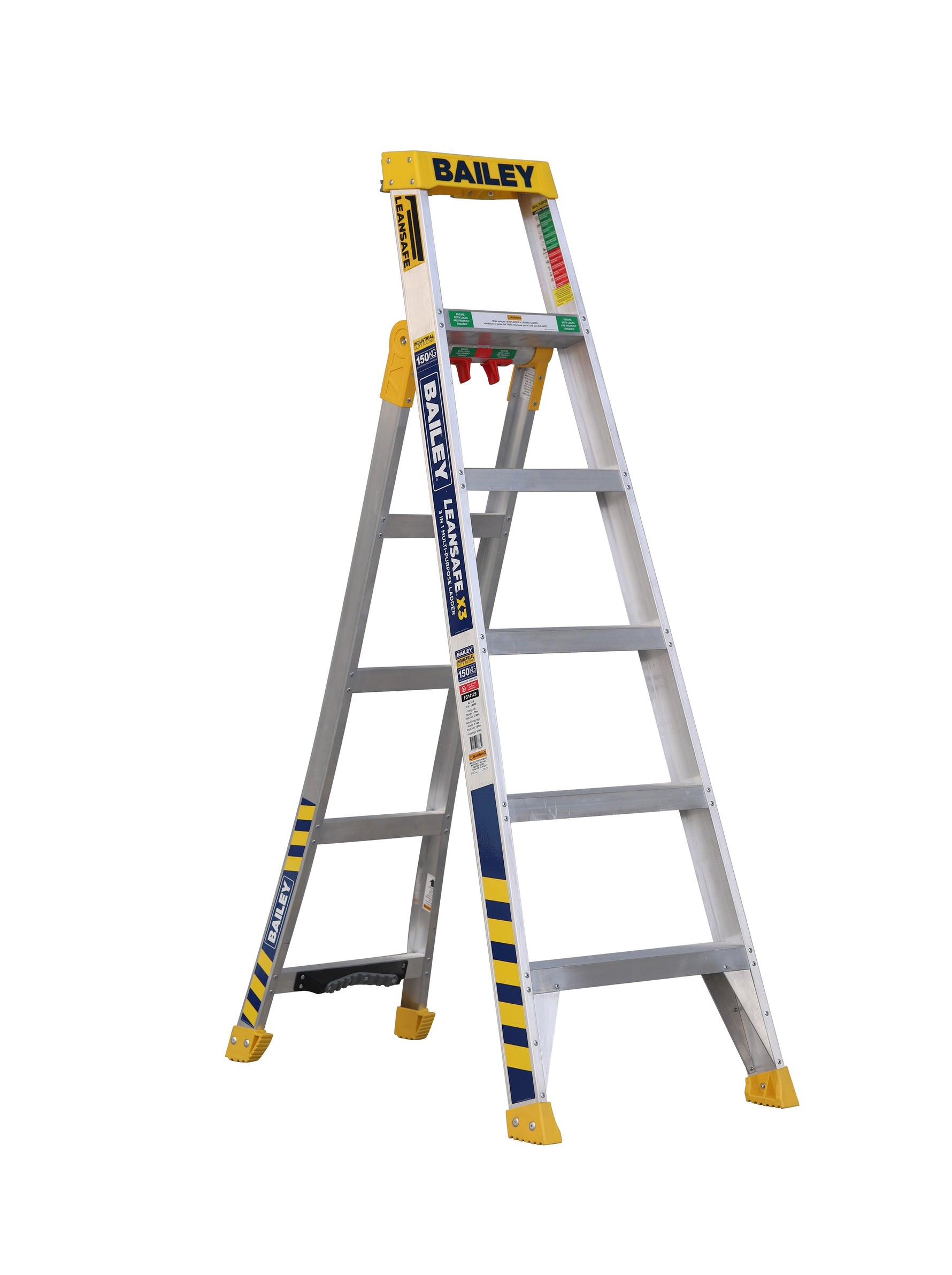 Bailey 1.8m Aluminium Leansafe X3 3 in 1 Ladder 1.8M 150kg FS14129