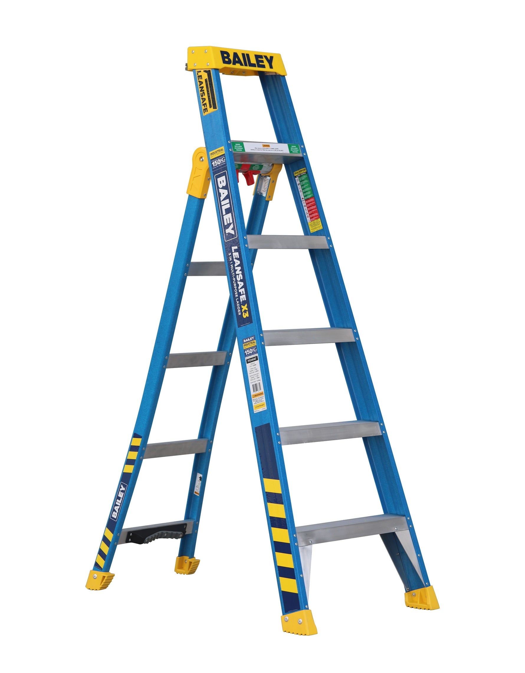 Bailey 1.8m Fibreglass Leansafe X3 3 in 1 Ladder 1.8M 150kg FS14147