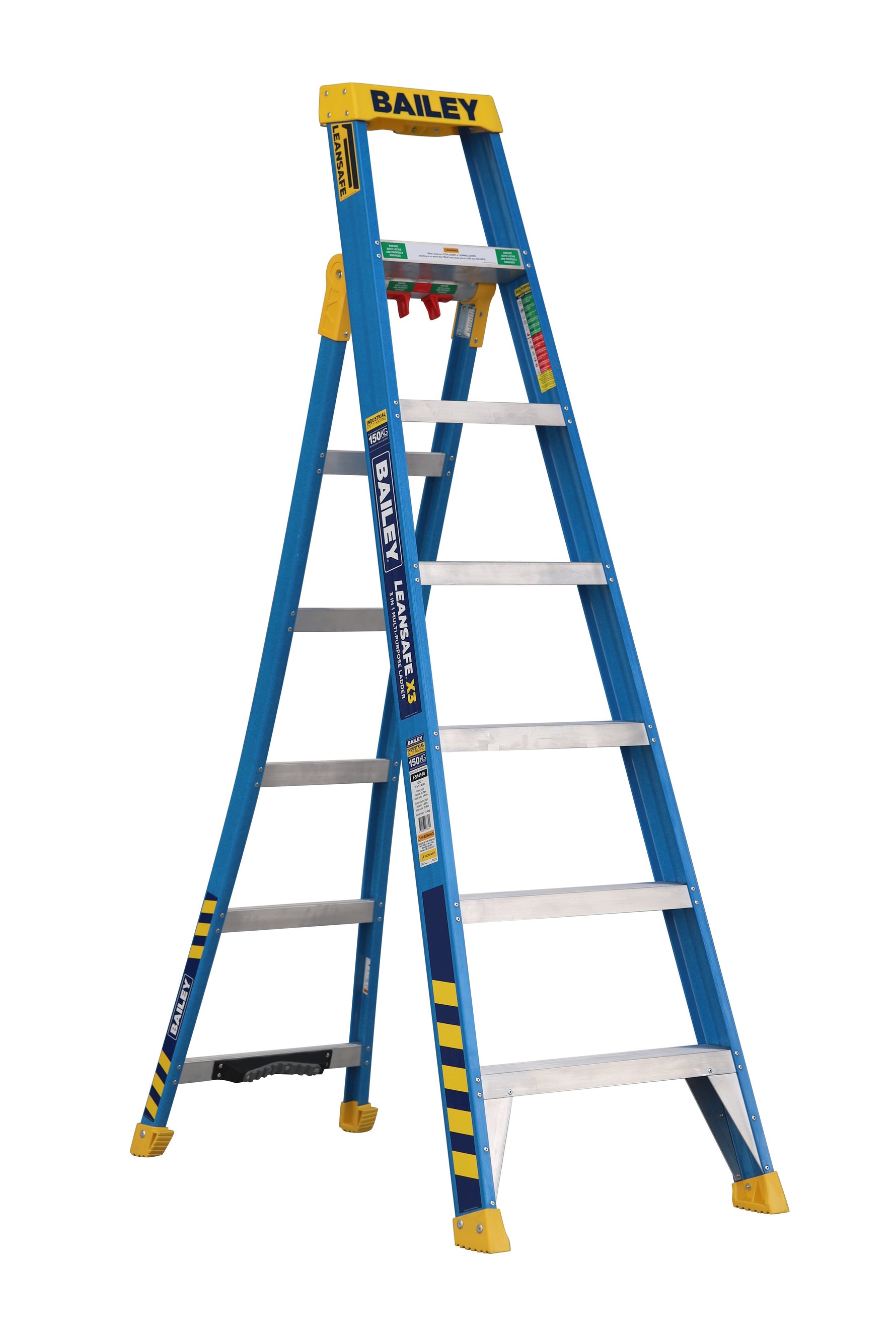 Bailey 2.1m Fibreglass Leansafe X3 3 in 1 Ladder 2.1M 150kg FS14148