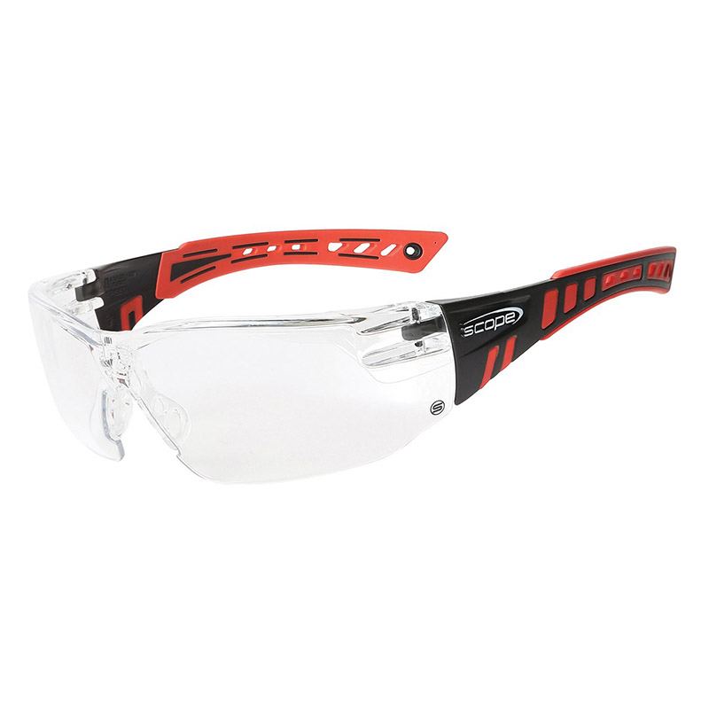 Scope Optics Clear - Red/Black Frame Speed Safety Glasses