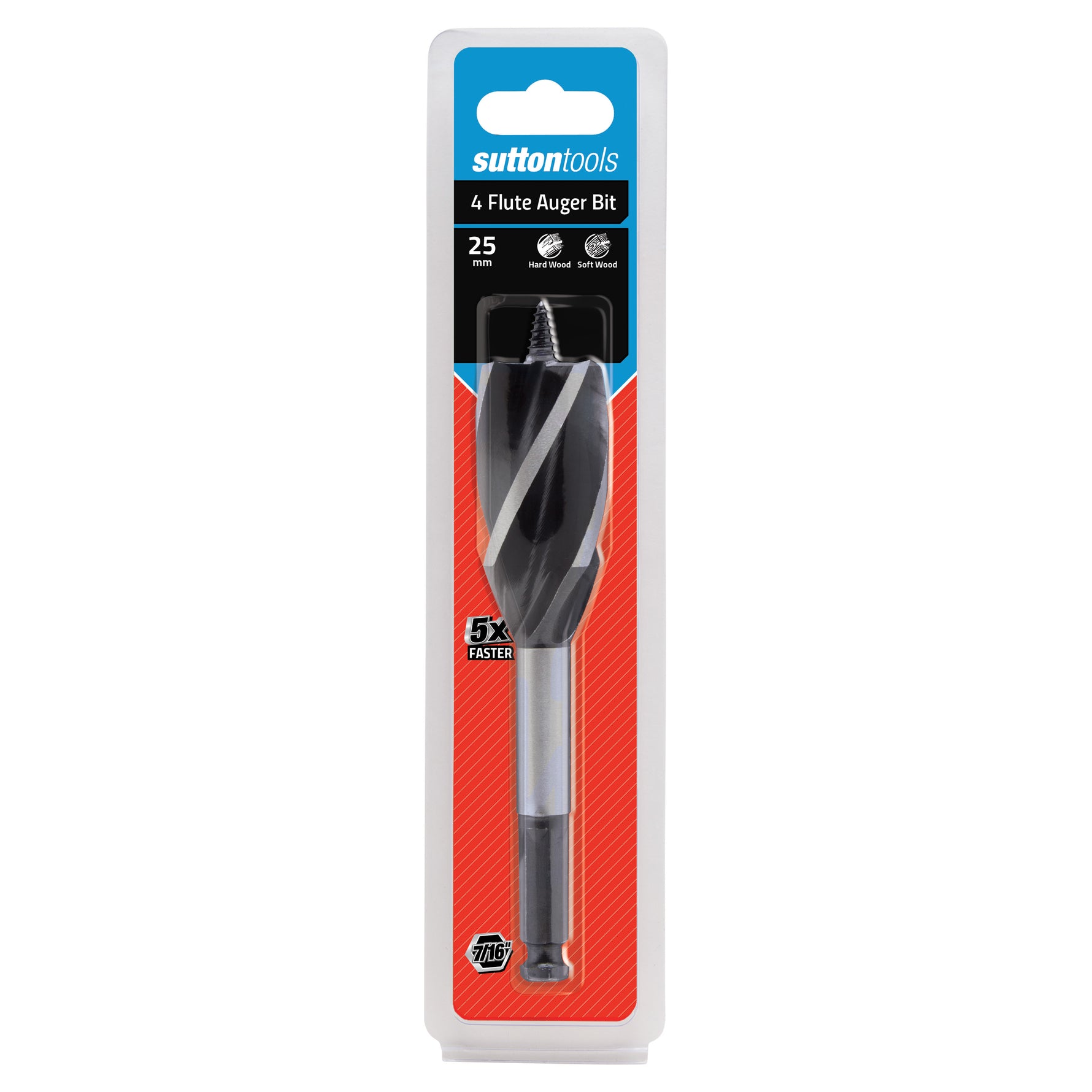 Sutton Tools Drill Auger Bit 4-Flute 7/16-Hex 25Mm X 165Mm D5142500