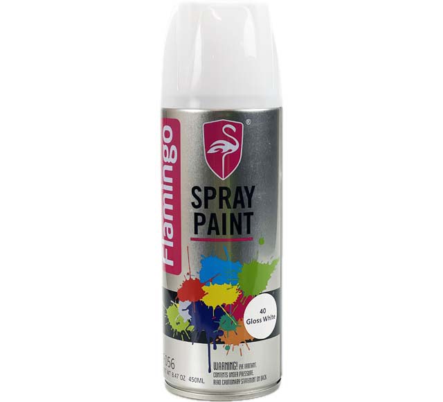 Flamingo Gloss White Spray Paint 450ml F056-40