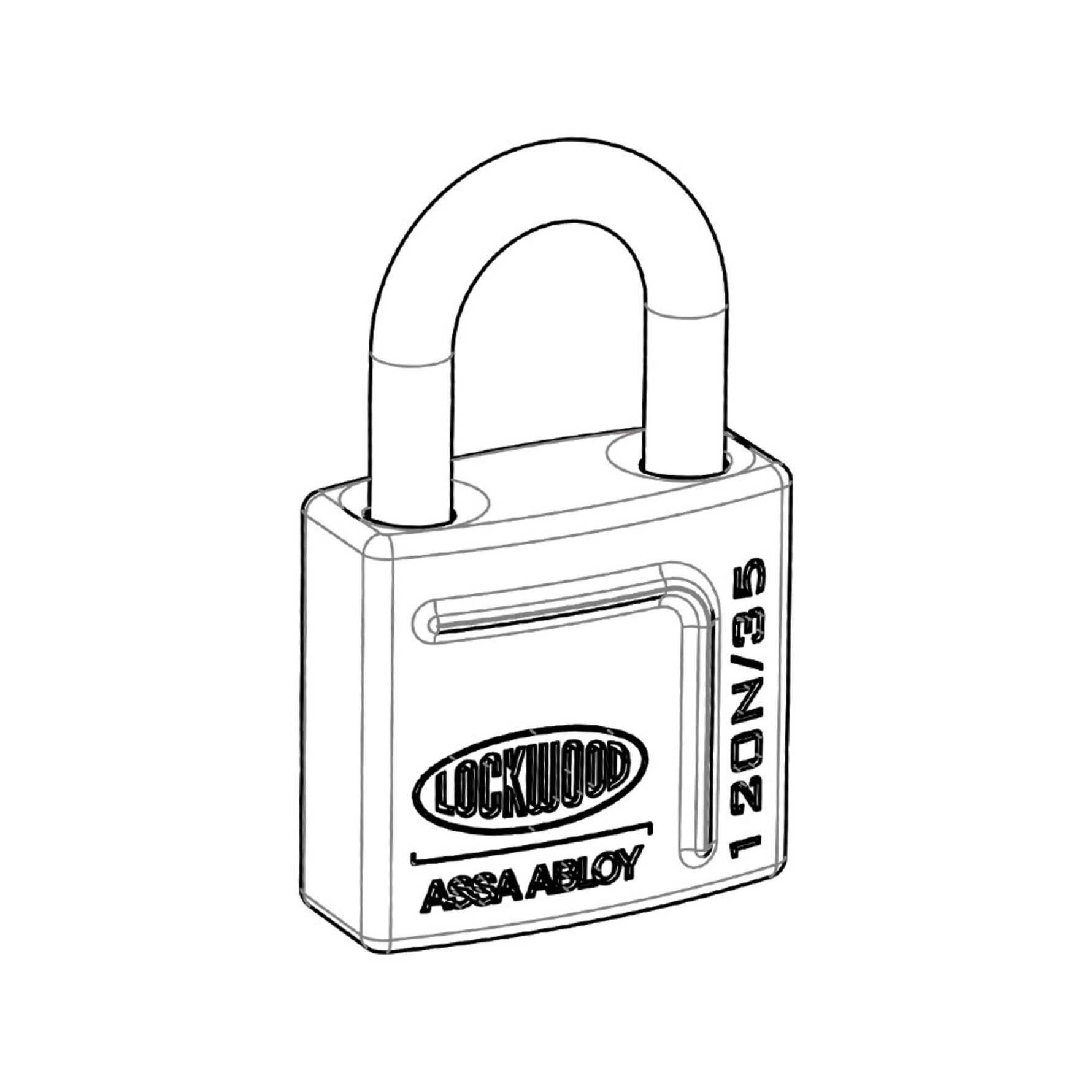 Lockwood 120N Series Padlock 35mm With 23mm Shackle With Silicon Jacket DP 120N/35/123/DP