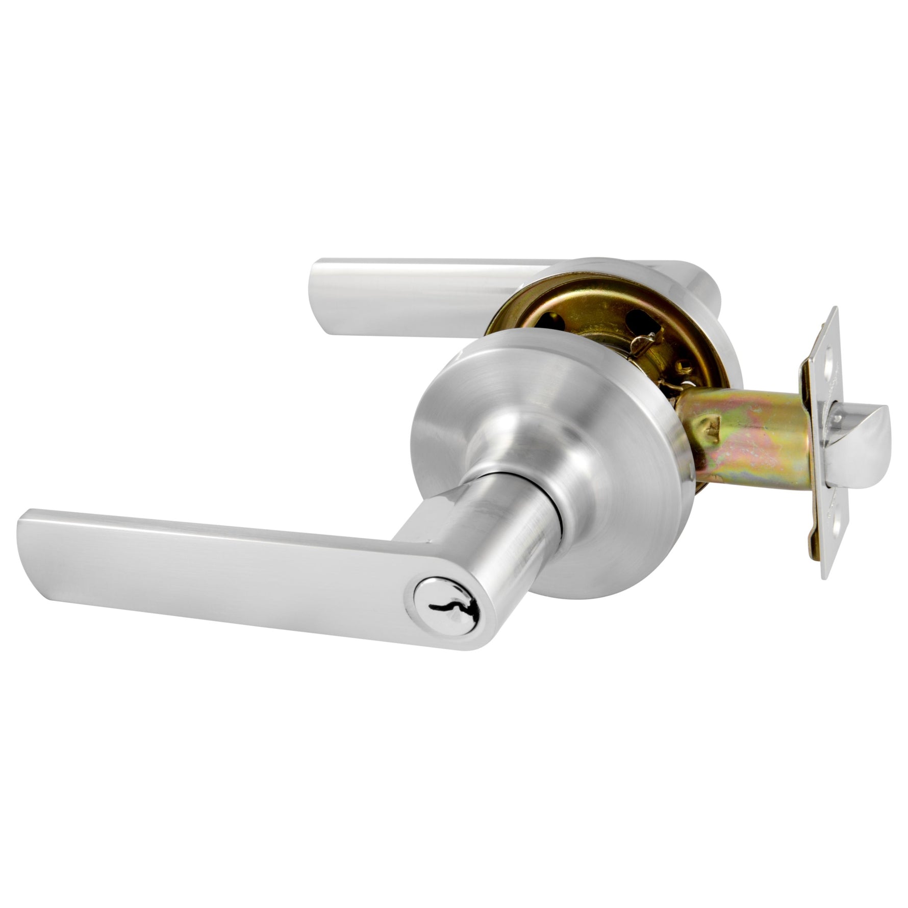 Gainsborough Satin Chrome Tradepro Round Rose Bela Entrance Key-in-Lever Set