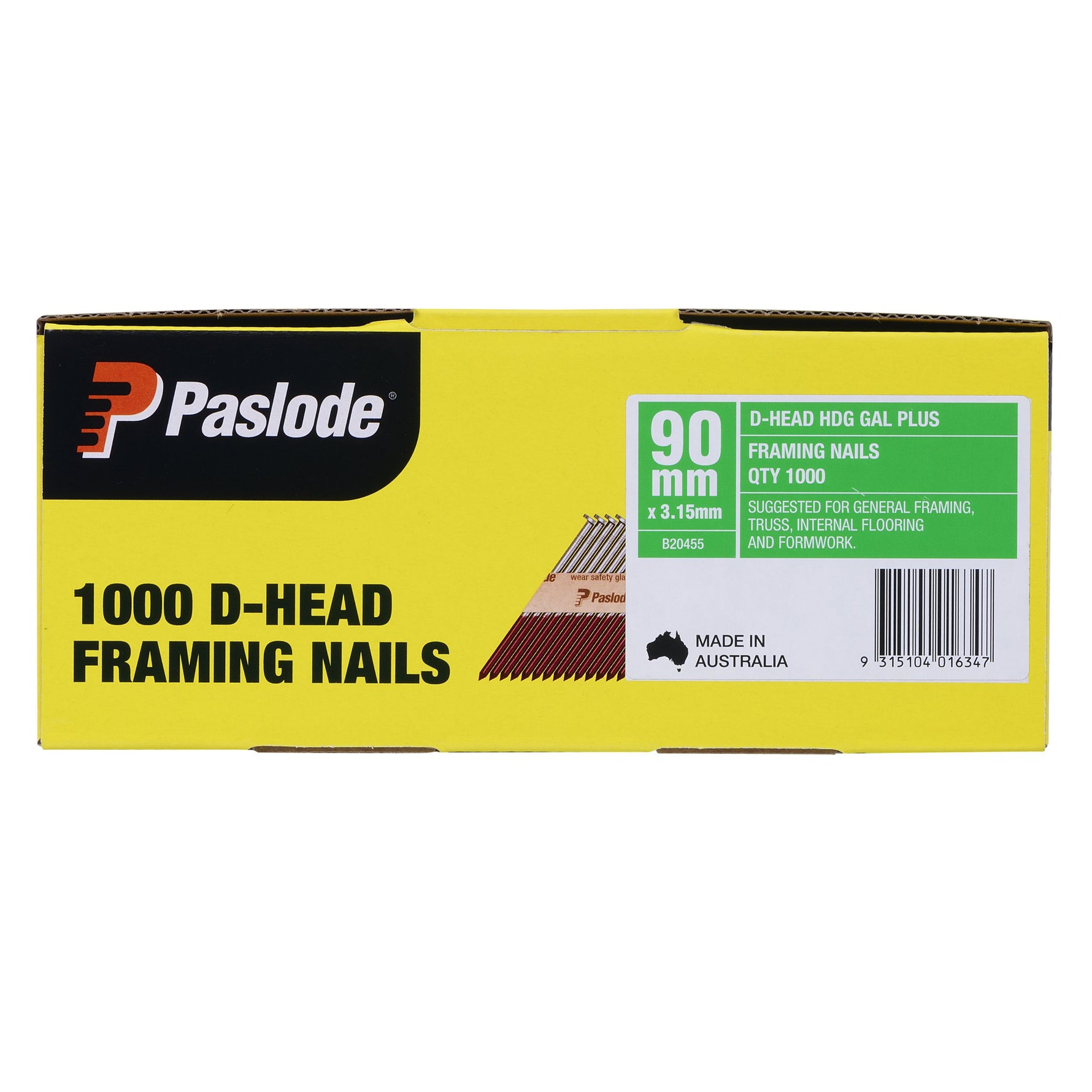 Paslode 90mm x 3.15mm Hdg D Head Framing 1000 Pack B20455