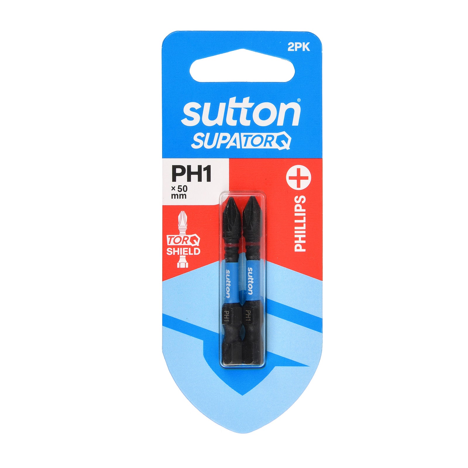 Sutton Tools Screwdriver Bit Supatorq Phillips PH1 50Mm 2Pk S200H02B01
