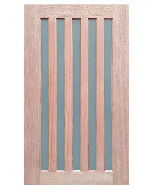 Excel Pacific 5LVF Meranti Vertical Frosted External Door 2040 x 820 x 40 AC5LVFMVFED204082040