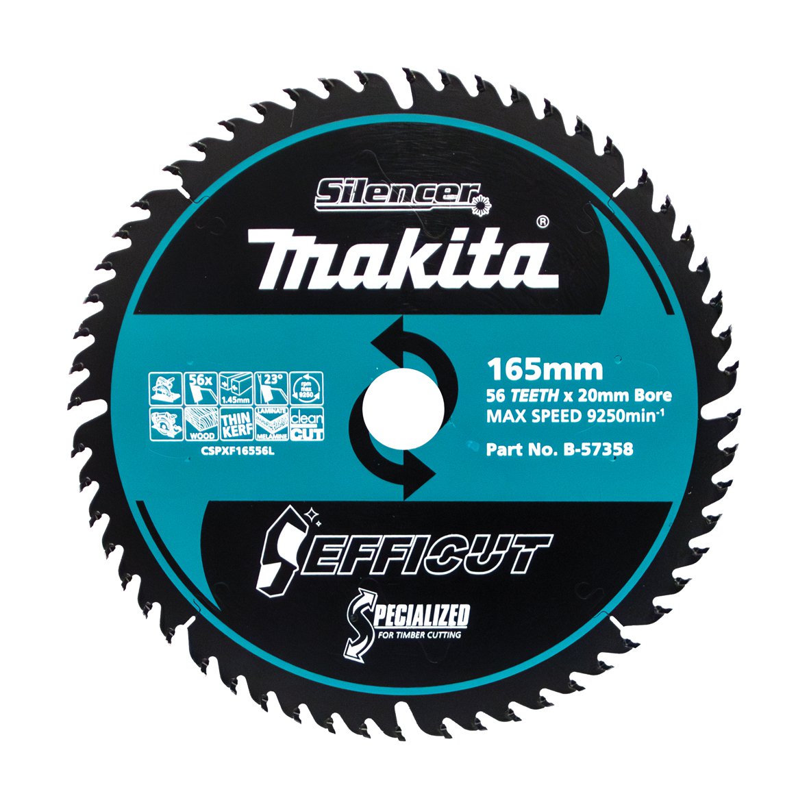 Makita Efficut Wood TCT Saw Blade 165mm X 20 X 56T B-57358
