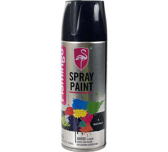 Flamingo Matt Black Spray Paint 450ml F056-4