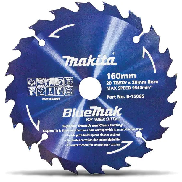 Makita Bluemak TCT Saw Blade 160mm X 20mm X 20T B-15095
