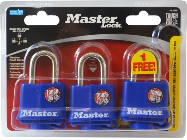 Master Lock Padlock Master Coated 40MM PK3 312TRIAU