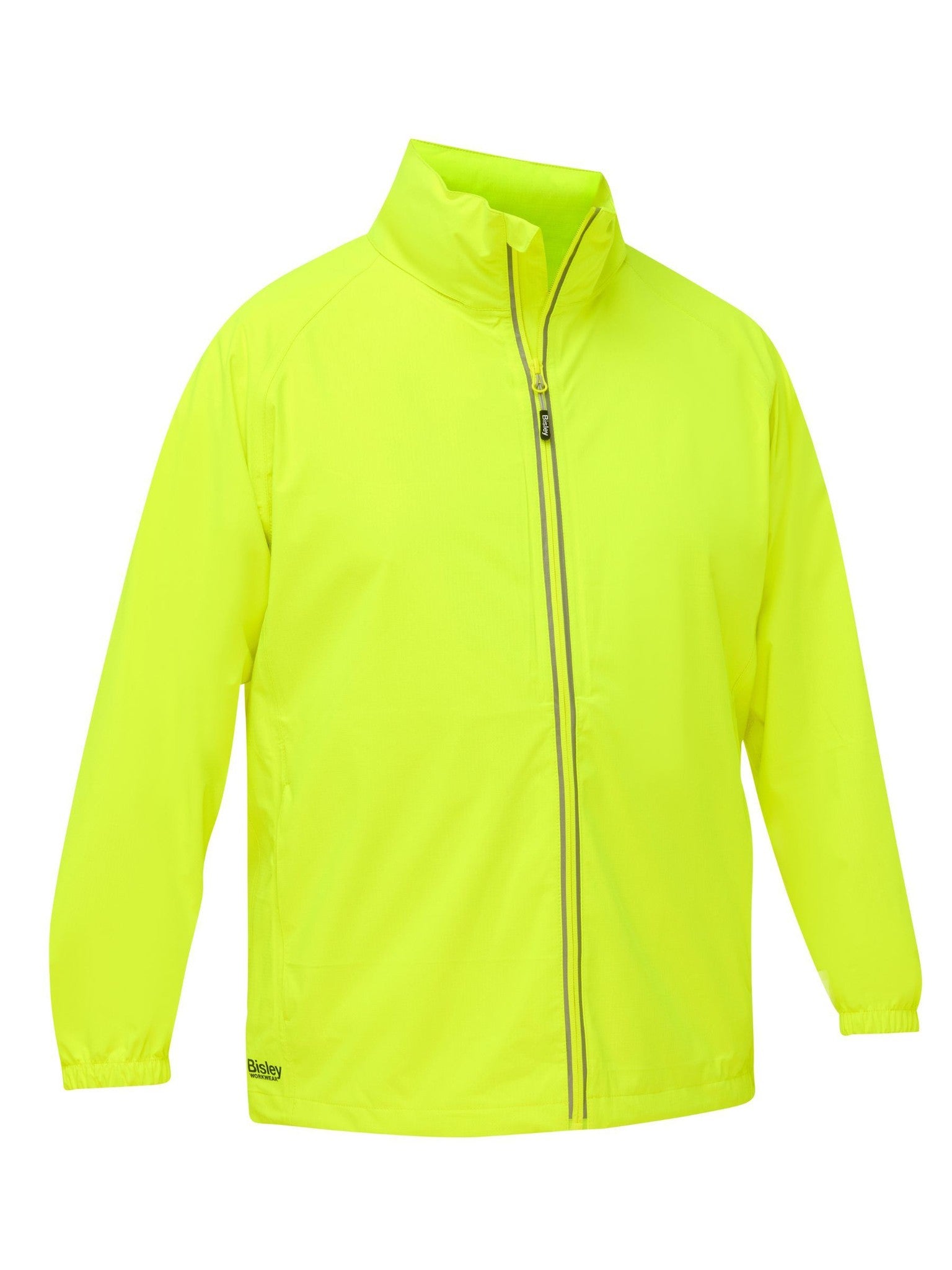 Bisley Workwear BJ6707 Men's Fluro Yellow L Packable Lightweight Ripstop Rain Jacket