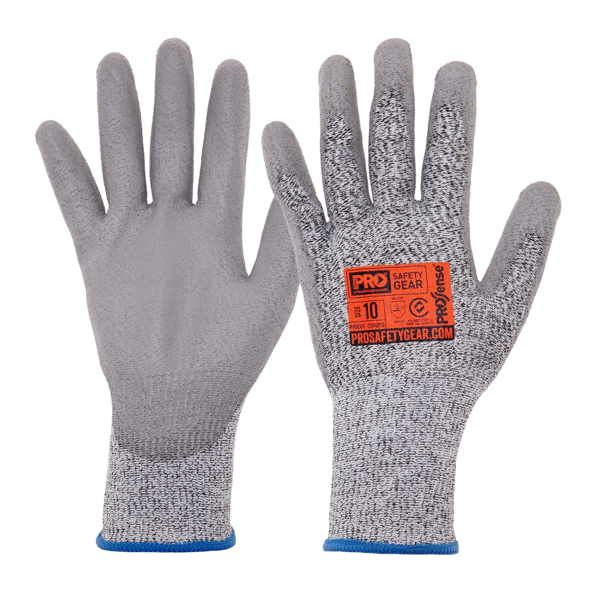 Pro Choice Safety Gear Grey Size 9 Prosense C5 Cut 5 With Pu Palm