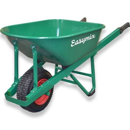 EASYMIX GREEN STEEL TRAY W/BARROW WIDE WHEEL STEEL HANDLE