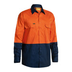 Bisley Workwear BS6895 Men's Orange/Navy S Hi Vis Cool Lightweight Drill Shirt