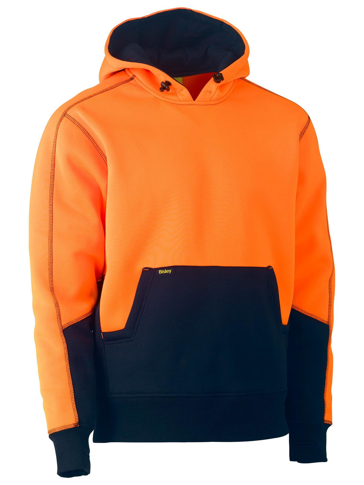 Bisley Workwear BK6619 Men's Orange/Navy M Hi Vis Fleece Hoodie Pullover BK6619_TT05M