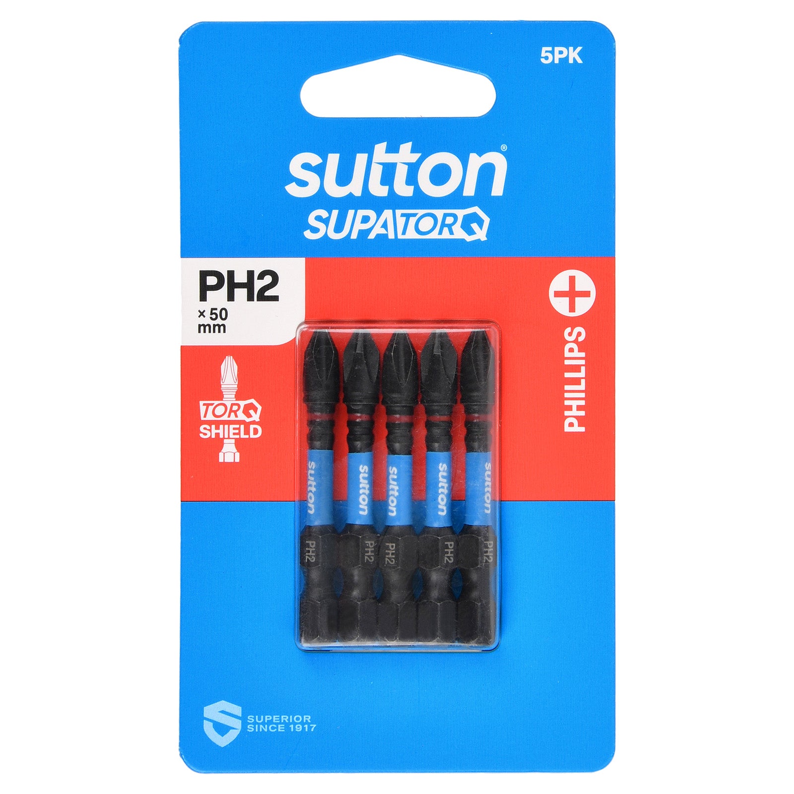 Sutton Tools Screwdriver Bit Supatorq Phillips PH2 50Mm 5Pk S200H05B02