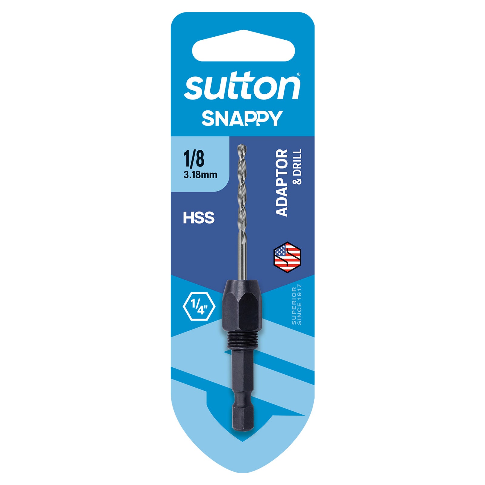 Sutton Tools Drill Holder Hex-Shk Snappy & Jobber Hss Carded 1/8In D223H0318