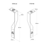 Vuetrade Single Sided Stud Ties - Left Hand - 240 X 60 X 32 VTSTLH