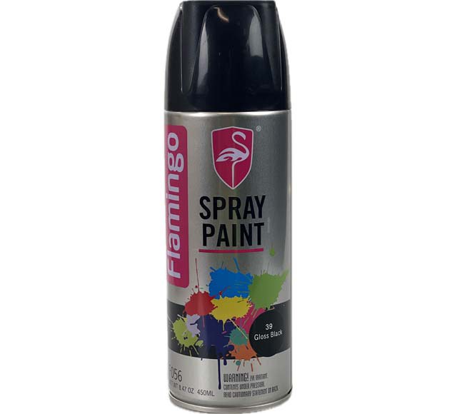 Flamingo Gloss Black Spray Paint 450ml F056-39