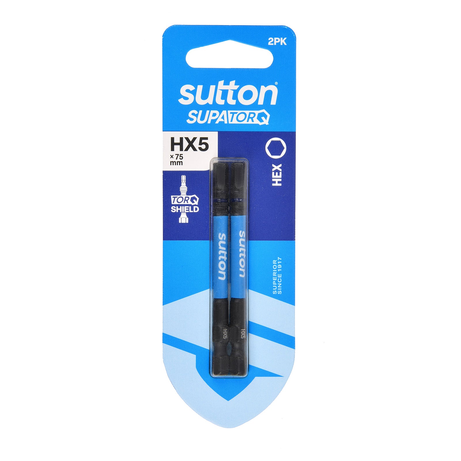 Sutton Tools Screwdriver Bit Supatorq Hex HX5 75Mm 2Pk S206H02D05