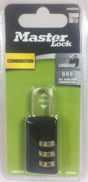 Master Lock Padlock Master Reset Combo 20MM 646DAU