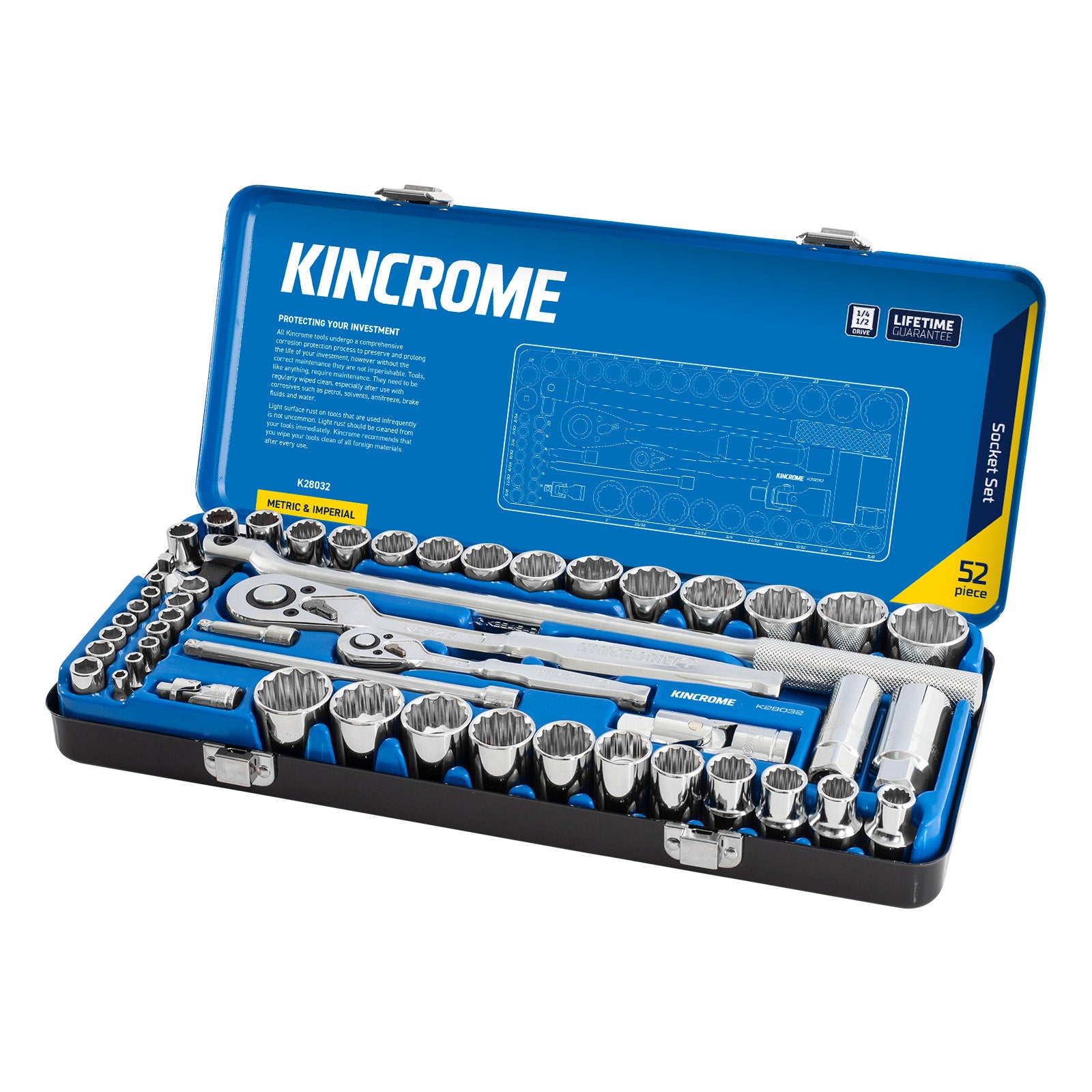 Kincrome Skt Set 52P 1/4 & 1/2D Met/Imp K28032