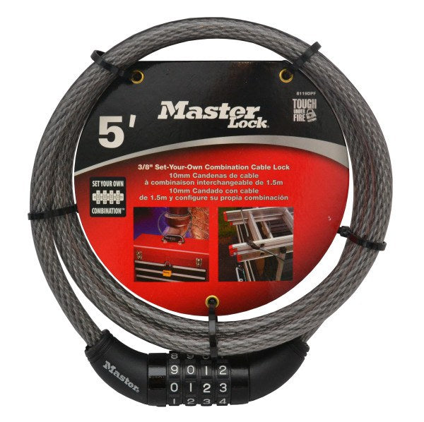 Master Lock Cable Lock Comb 1.5M X 10MM 8119DPFAU