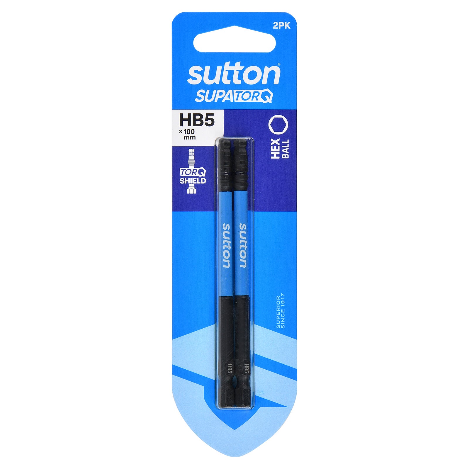 Sutton Tools Screwdriver Bit Supatorq Hex Ball HB5 100Mm 2Pk S210H02E05