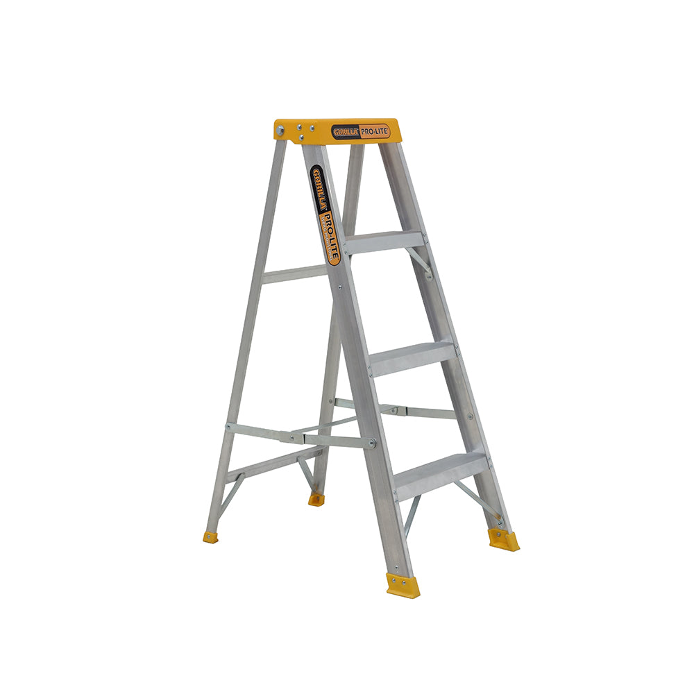 Gorilla M004-PRO Pro-Lite 4 Step Single Sided Aluminium Ladder (1.15M) 150kg Industrial