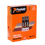Paslode 75mm Framing Nails & 3 Fuel Cells - 3000 Pack B20547V