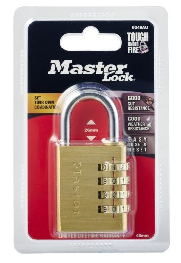 Master Lock Padlock Combo Reset Br 40MM 604DAU